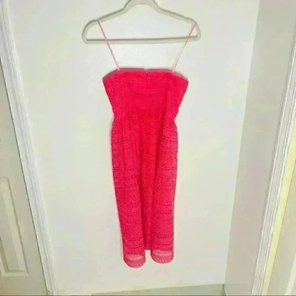 J. Crew Collection Bright Dahlia Floral Lace Strapless Dress Pink Size 2 - Picture 6 of 7